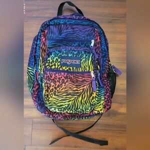 GUC Jansport Rainbow Animal Print Backpack Tiger Leopard Print